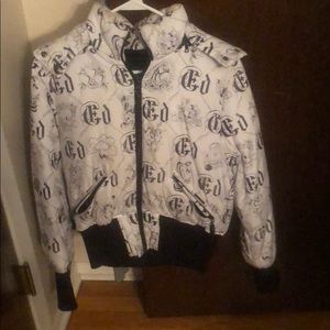Black & white Ed Hardy puffer coat